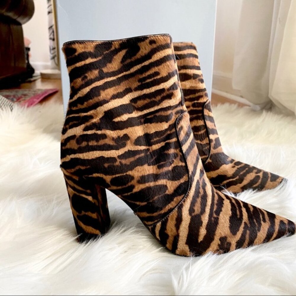 PRADA Calf hair Tiger Print Ankle Boots size 8.5
